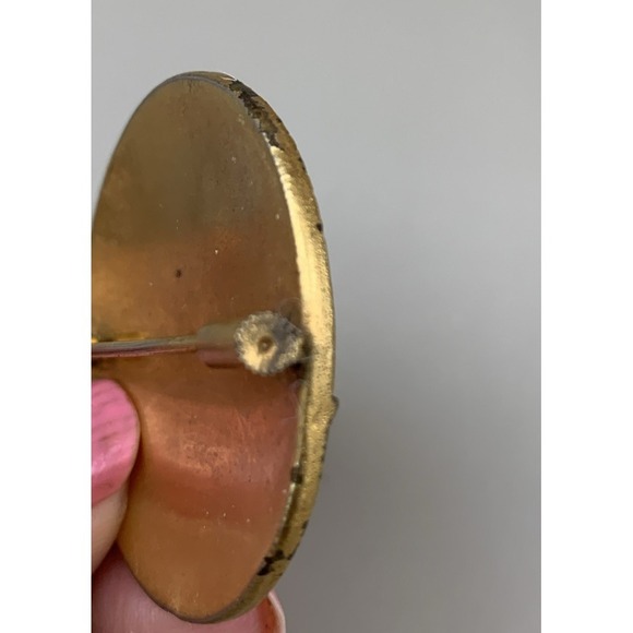 Vintage Spanish Damascene Brooch Bird And Fountain Design - Picture 5 of 10